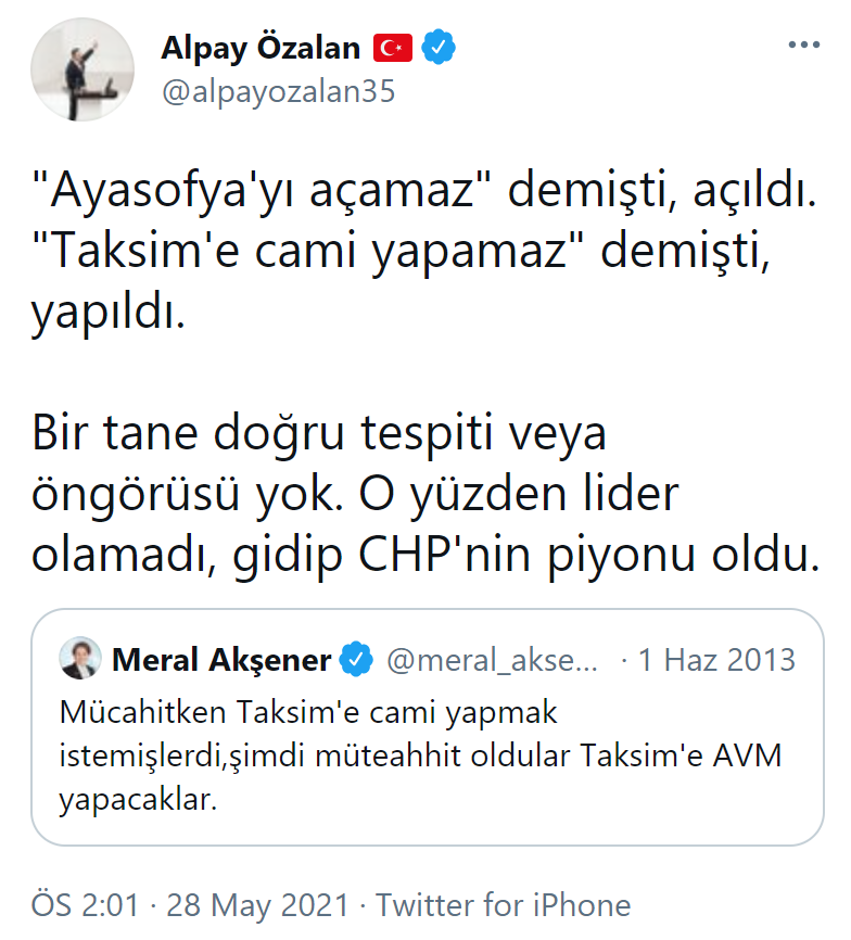 Akşener'in Taksim tweeti gündem oldu